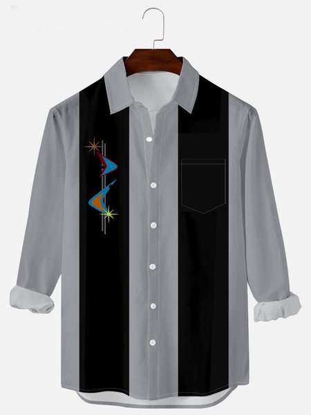 

Printed Simple Striped Shirts, Gray, Men's shirts