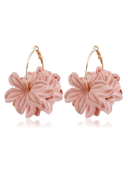 

Fabric Floral Earrings, Pink, Earrings