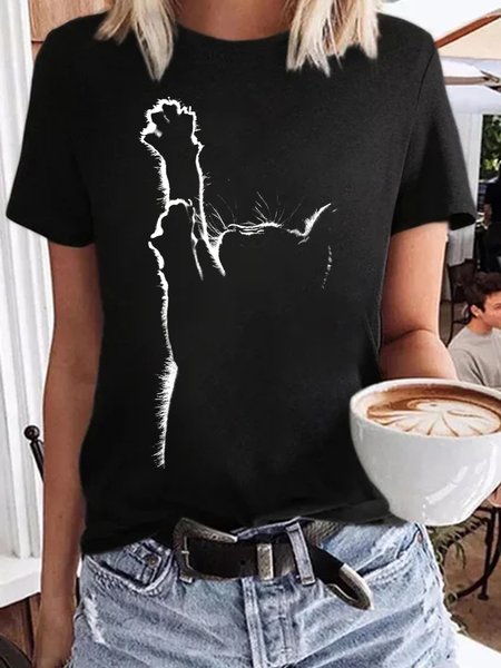 

3D Cat Women's Short Sleeve T-Shirt, Black, T-shirts