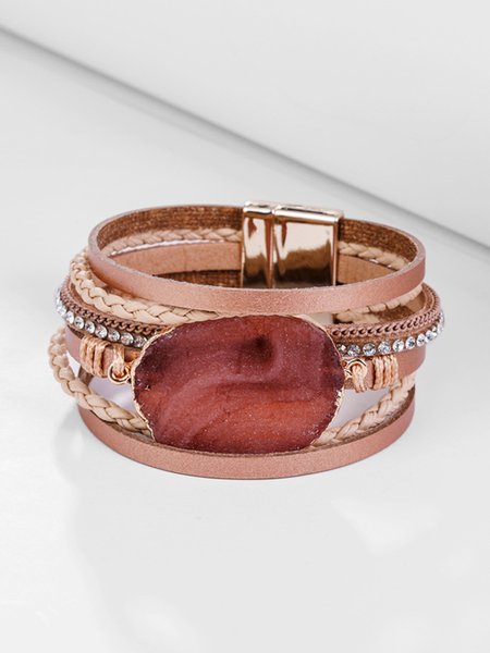 

Bohemian Leather Crystal Gem Layer Tower Bracelet, Champagne, Bracelets