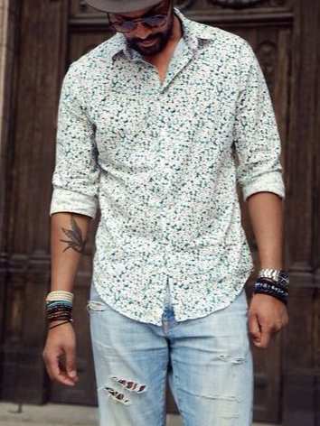

Long Sleeve Cotton Shirt Collar Long Sleeve Shirt, As picture, Blouses&Shirts