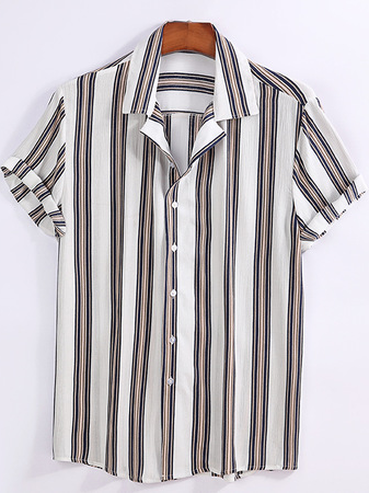 

Short Sleeve Cotton Casual Short Sleeve Shirt, White, Men's Floral shirt
