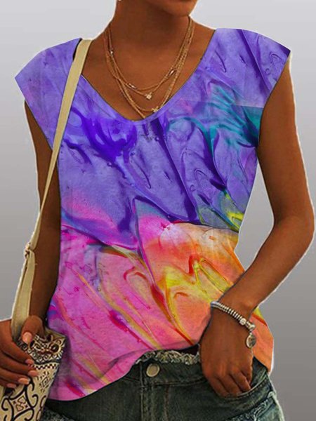 

Light shadow rainbow gradient multicolor printing loose top T-shirt Plus Size, T-Shirts
