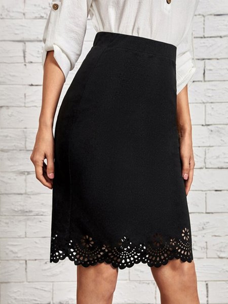 

Solid Vacation Regular Fit Long Skirt, Black, Skirts