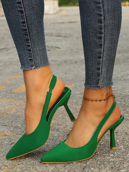 

JFN Women's Red Green Simple Pointed Toe Stiletto Heels, Heels
