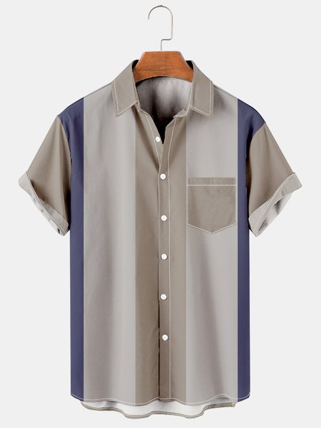 

Men's Casual Short Sleeve Bowling Shirt, As picture, Men's Floral shirt