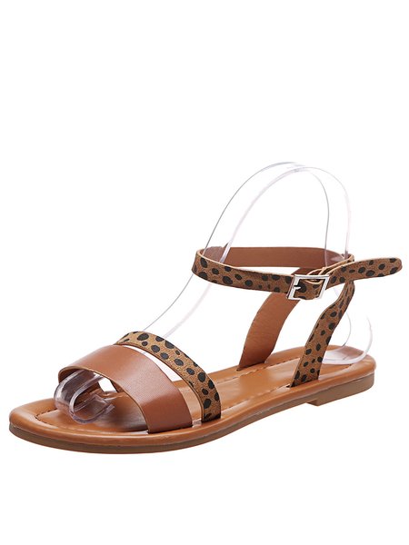 

JFN Vintage Leopard Snake Strap Resort Sandals, Camel, Sandals