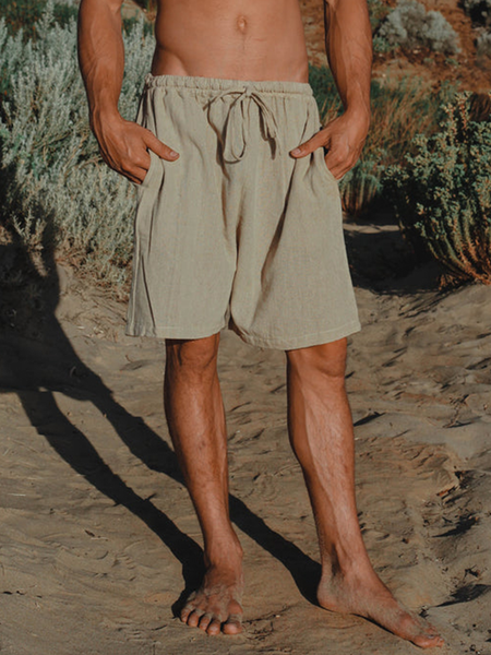

Cotton Linen Style American Casual Basic Versatile Linen Shorts, As picture, Shorts