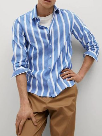 

Linen Long Sleeve Shirt Collar Long Sleeve Shirt, As picture, Blouses&Shirts