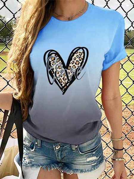 

Round Neck Casual Short Sleeve T-Shirt, Multicolor, T-Shirts