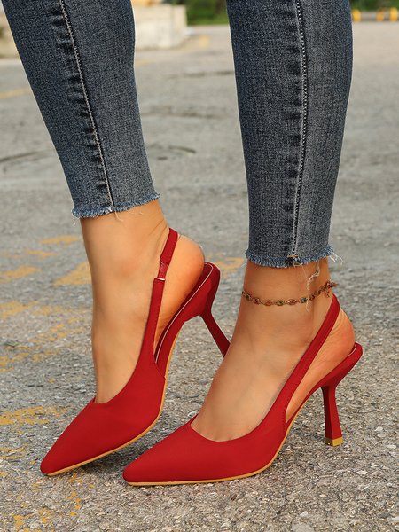 

JFN Women's Red Green Simple Pointed Toe Stiletto Heels, Heels