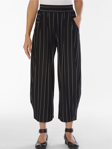 

Casual Zipper Daily Loosen Striped Pockets Pants, Black, Pants
