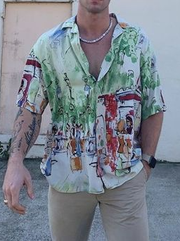 

Cotton Casual Short Sleeve Short Sleeve Shirt, As picture, Blouses&Shirts