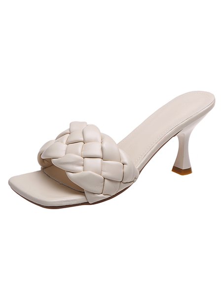 

Women's Elegant Braided Design High Heel Stiletto Sandals, Beige, Sandals