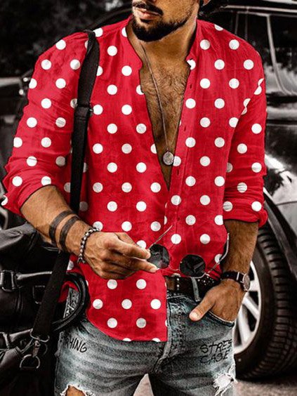 

Long Sleeve Casual Long Sleeve Shirt, Red, Blouses&Shirts