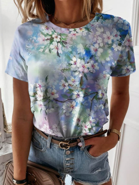 

Vacation Regular Fit Floral Short Sleeve T-Shirt, Multicolor, T-Shirts