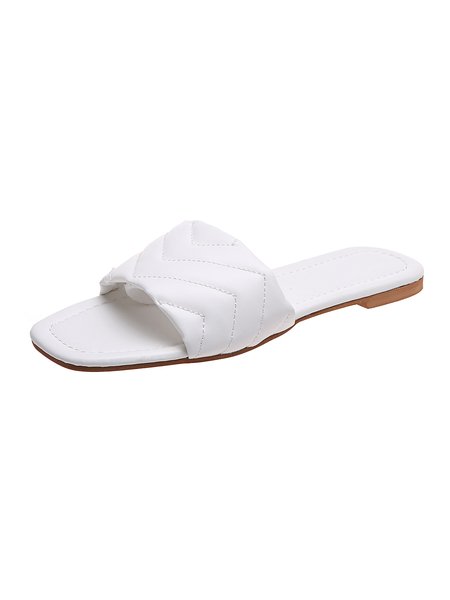

Minimalist Geometric Stitch Upper Sandals, White, Women Shoes>>Women's Shoes>>Women sandals Slippers