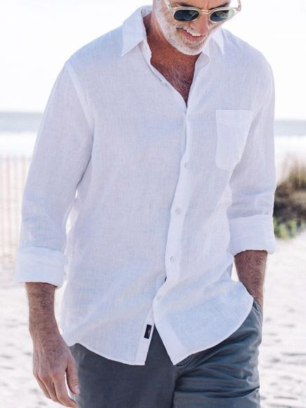 

Long Sleeve Shirt Collar Long Sleeve Shirt, White, Blouses&Shirts