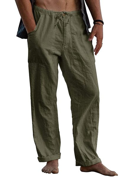 

Plain Casual Casual Pants, Army green, Pants