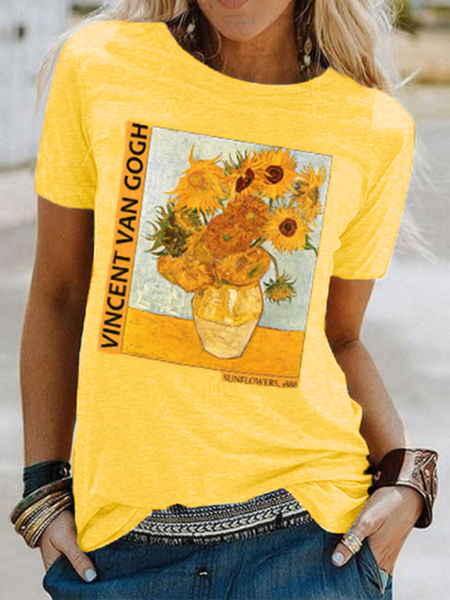 

JFN Round Neck Art Inspired Casual T-Shirt/Tee, Yellow, T-Shirts
