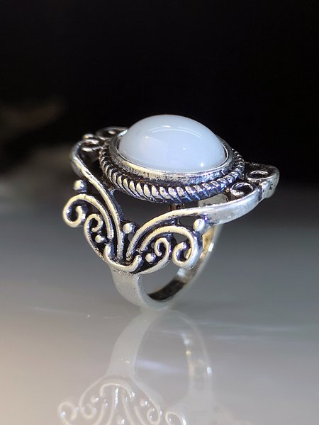 

Vintage Moonstone Ring, Silver, Rings