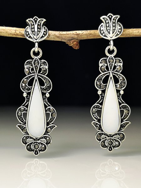 

Vintage Alloy Rhinestone Shell Earrings, As picture, Earrings