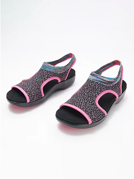 

Solid Color Contrast Design Knit Sport Sandals, Pink, Athletic & Casual Shoes
