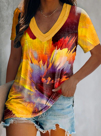 

Loosen Casual Ombre Short Sleeve T-Shirt, Multicolor, T-Shirts