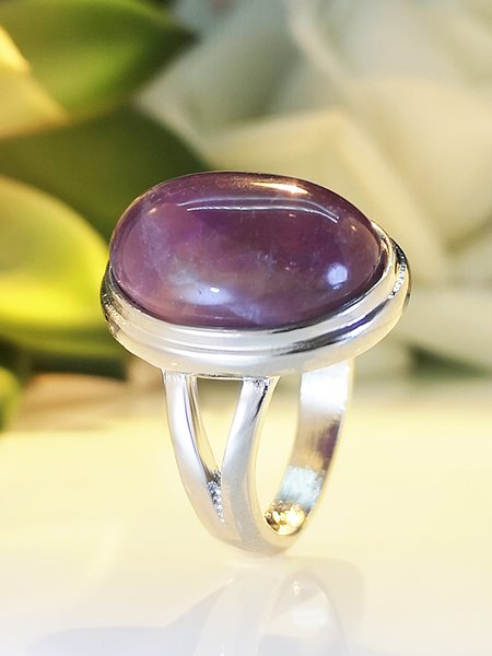 

Vintage Natural Stone Amethyst Ring, Silver, Rings