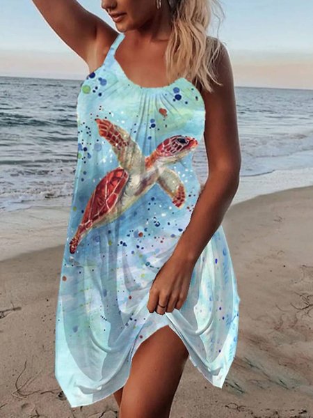 

Spaghetti Boho Sleeveless Knit Dress, Multicolor, Mini Dresses