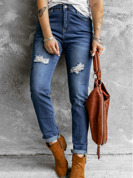 

Plain Denim Vintage Jeans, Blue, Jeans