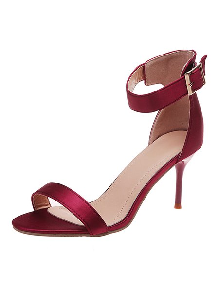 

Women's Silk Face Simple Solid Color Stiletto High Heel Sandals, Red, Sandals