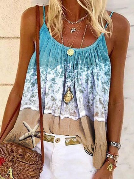 

Sea Casual Spaghetti Loosen Tank, As picture, Tank Top