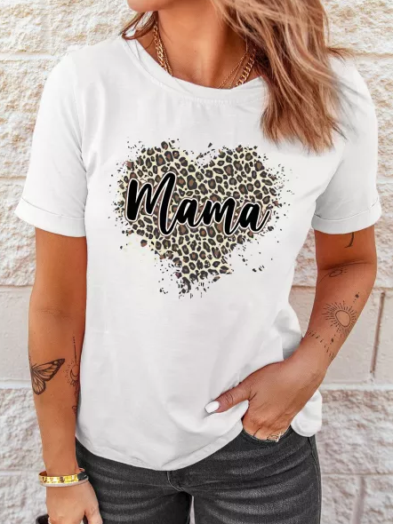 

Loosen Heart Crew Neck Short Sleeve T-Shirt, White, T-Shirts