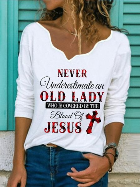 

V Neck Casual Long Jesus Sleeve T-Shirt, White, Long sleeve tops