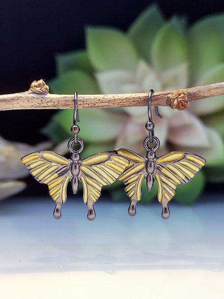 

Vintage Alloy Butterfly Earrings, As picture, Earrings