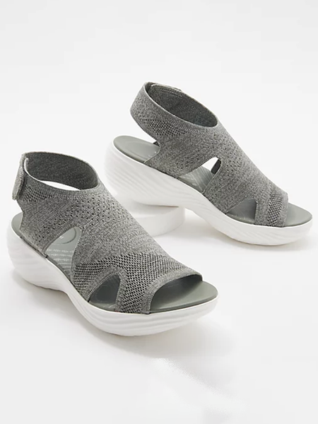 

Solid Knit Wedge Sandals, Gray, Athletic & Casual Shoes