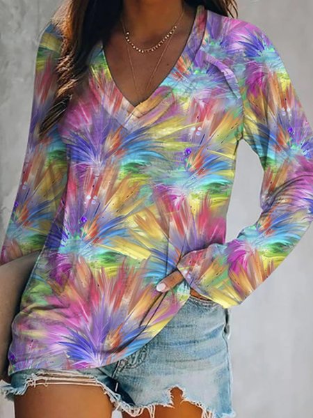

Loosen Tribal Vacation Short Sleeve T-shirt, Multicolor, Long sleeve tops