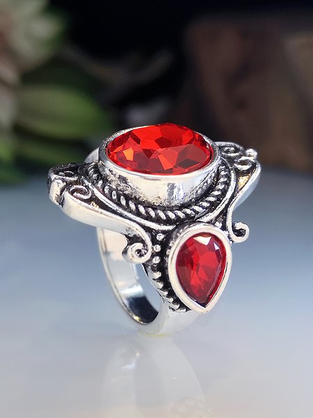 

Vintage Alloy Ruby Ring, Red, Rings