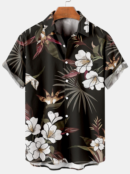 

Casual Short Sleeve Shirt Collar Short Sleeve Shirt, Black, Short Sleeves Shirts