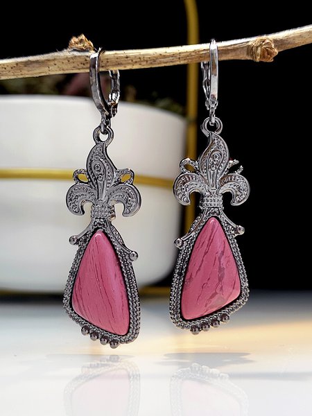 

Vintage Alloy Turquoise Earrings, As picture, Earrings
