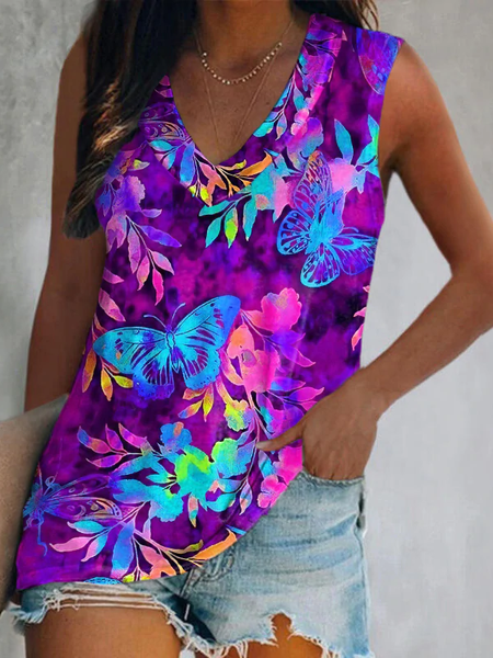 

V neck Casual Knit Tops, Purple, Tank Top