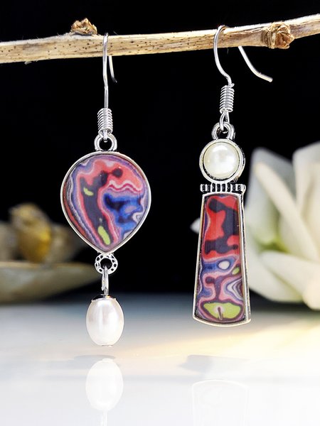 

Vintage Alloy Pearl Glass Earrings, As picture, Earrings