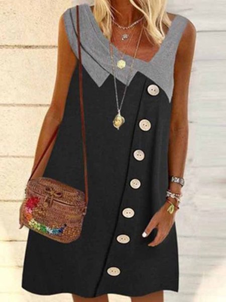 

Loosen Short Sleeve Knit Dress, Black, Mini Dresses