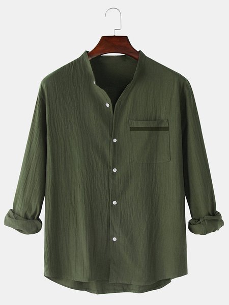 

Men's Holiday Cotton Linen Long Sleeve Shirt, Green, Blouses&Shirts