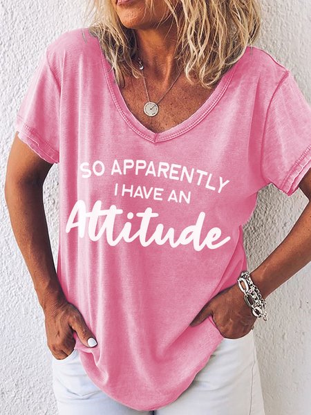 

Funny So Apparently I Have An Attitude Letter Short Sleeve T-Shirt, Pink, T-shirts