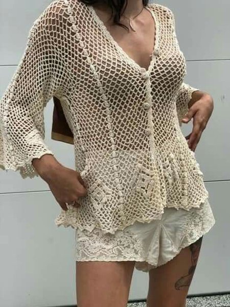 

Vacation Plain Regular Fit Cardigan, Apricot, Kimonos