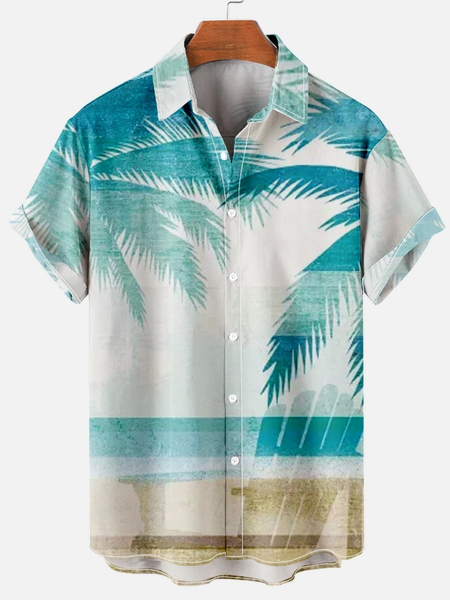 

Vintage Coconut Tree Short Sleeve Short Sleeve Shirt, As picture, Short Sleeves Shirts