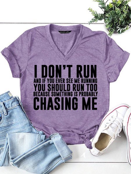 I Don't Run Women's Short Sleeve T-Shirt, Purple, T-shirts