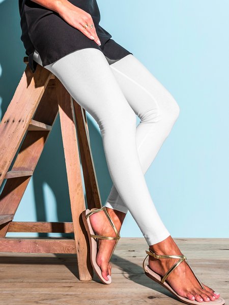 

Skinny Elastic waist Pants, White, Pants